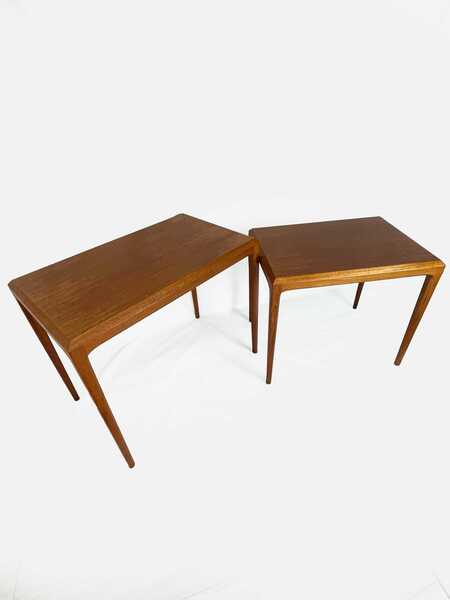 Two Teak Side Tables Designed By Johannes Andersen And Manufactured By Sikeborg In Denmark In The 1960s. Mid Century Furniture, Vintage