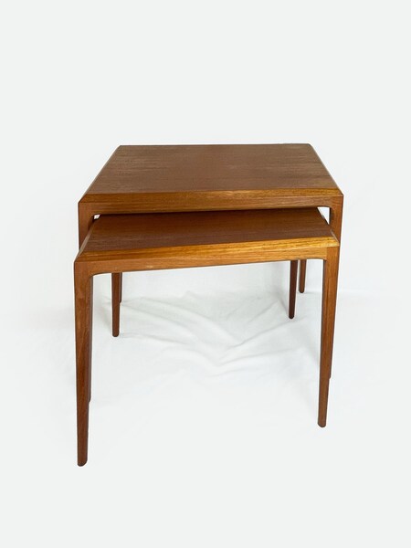 Two Teak Side Tables Designed By Johannes Andersen And Manufactured By Sikeborg In Denmark In The 1960s. Mid Century Furniture, Vintage