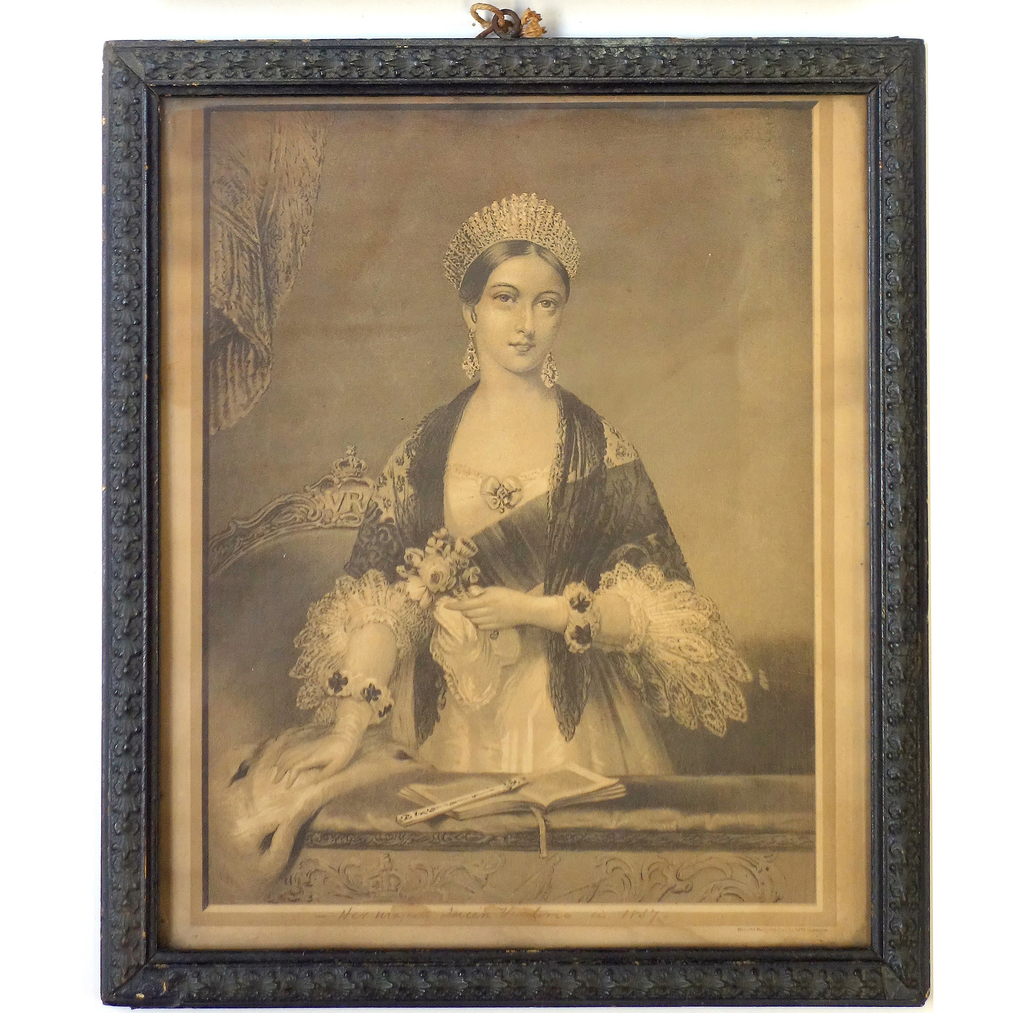 A good antique framed Royal Queen Victoria Commemorative Print after Parris C.1837