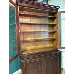 Victorian Dark Stained Oak Two Door Bookcase