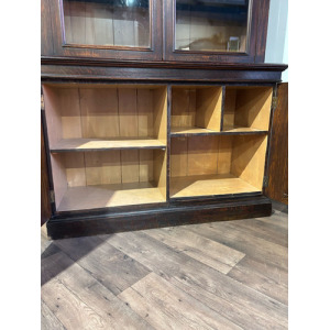 Victorian Dark Stained Oak Two Door Bookcase