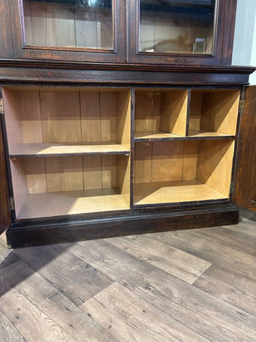 Victorian Dark Stained Oak Two Door Bookcase