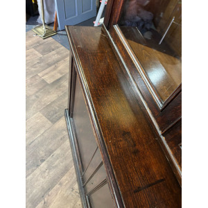 Victorian Dark Stained Oak Two Door Bookcase