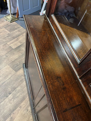 Victorian Dark Stained Oak Two Door Bookcase