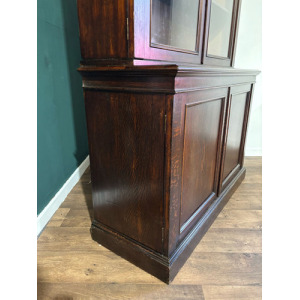Victorian Dark Stained Oak Two Door Bookcase