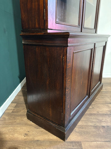 Victorian Dark Stained Oak Two Door Bookcase