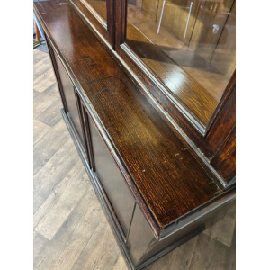 Victorian Dark Stained Oak Two Door Bookcase
