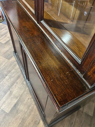 Victorian Dark Stained Oak Two Door Bookcase
