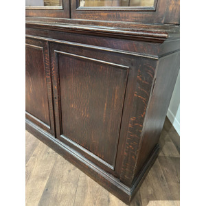 Victorian Dark Stained Oak Two Door Bookcase
