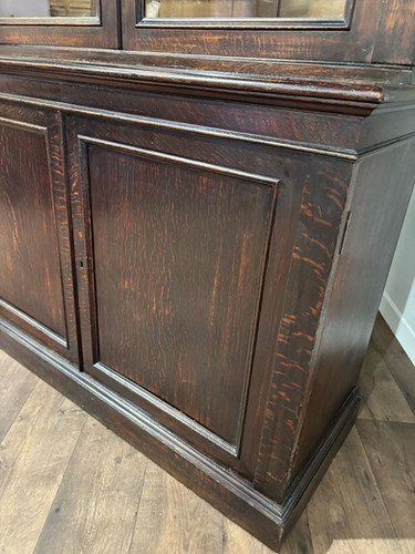 Victorian Dark Stained Oak Two Door Bookcase