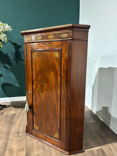 Victorian Mahogany Inlaid Corner Cupboard