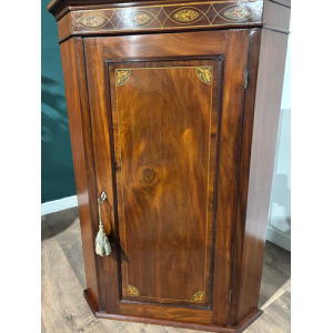 Victorian Mahogany Inlaid Corner Cupboard