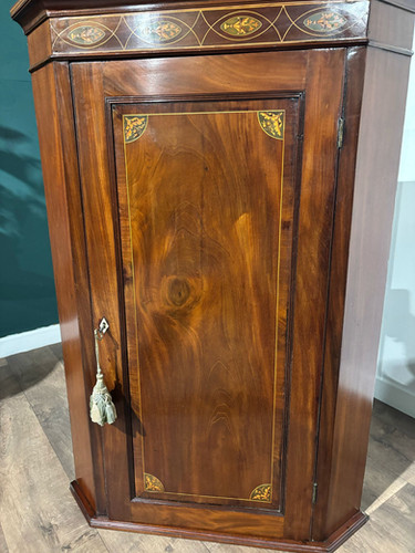 Victorian Mahogany Inlaid Corner Cupboard