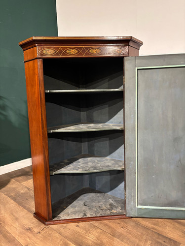 Victorian Mahogany Inlaid Corner Cupboard