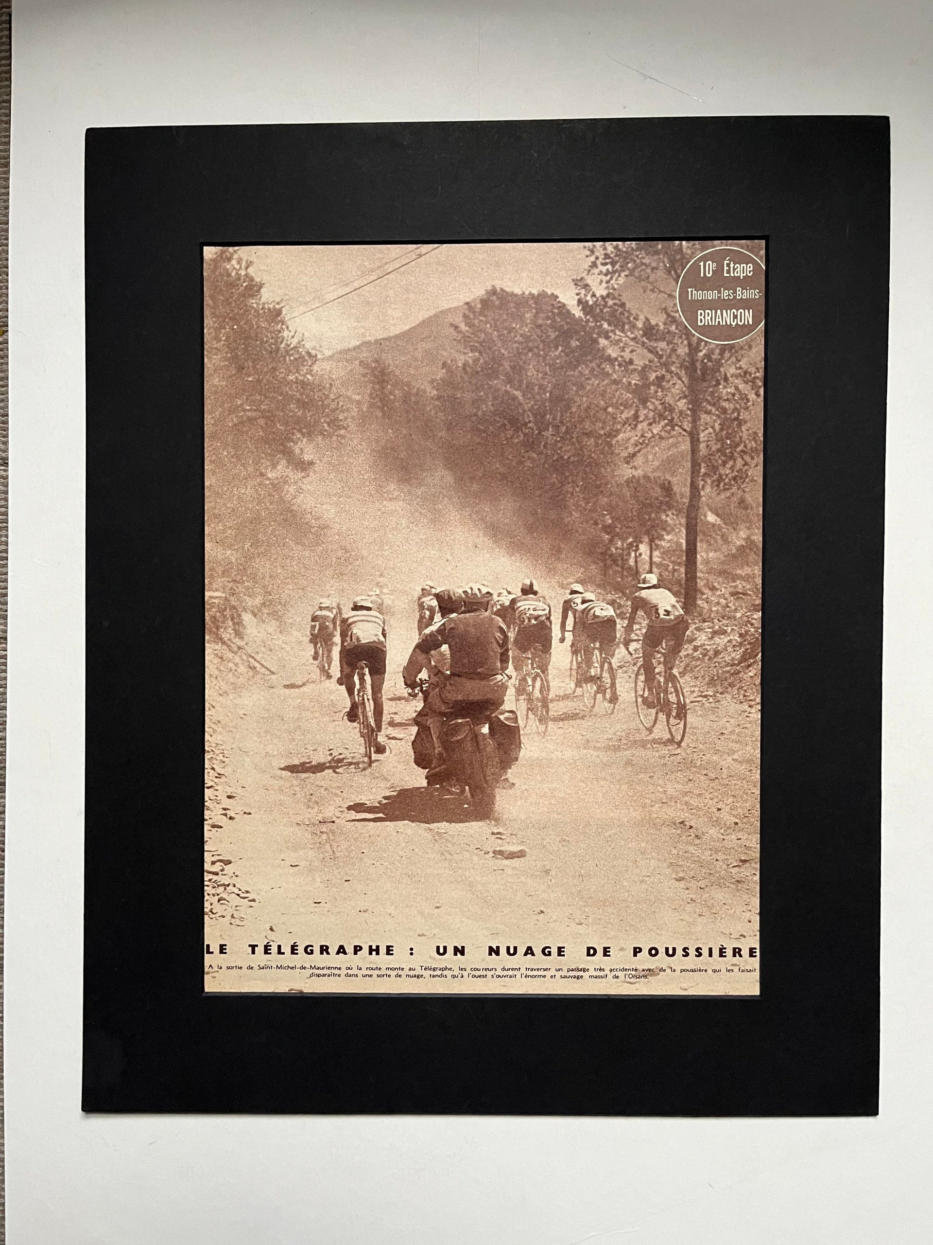 Vintage Cycling Print - Tour de France, Thonon Les Bains - Briancon, Original 1949