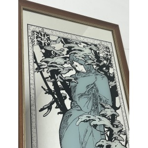 Vintage Mucha Winter Four Seasons Art Nouveau Mirror