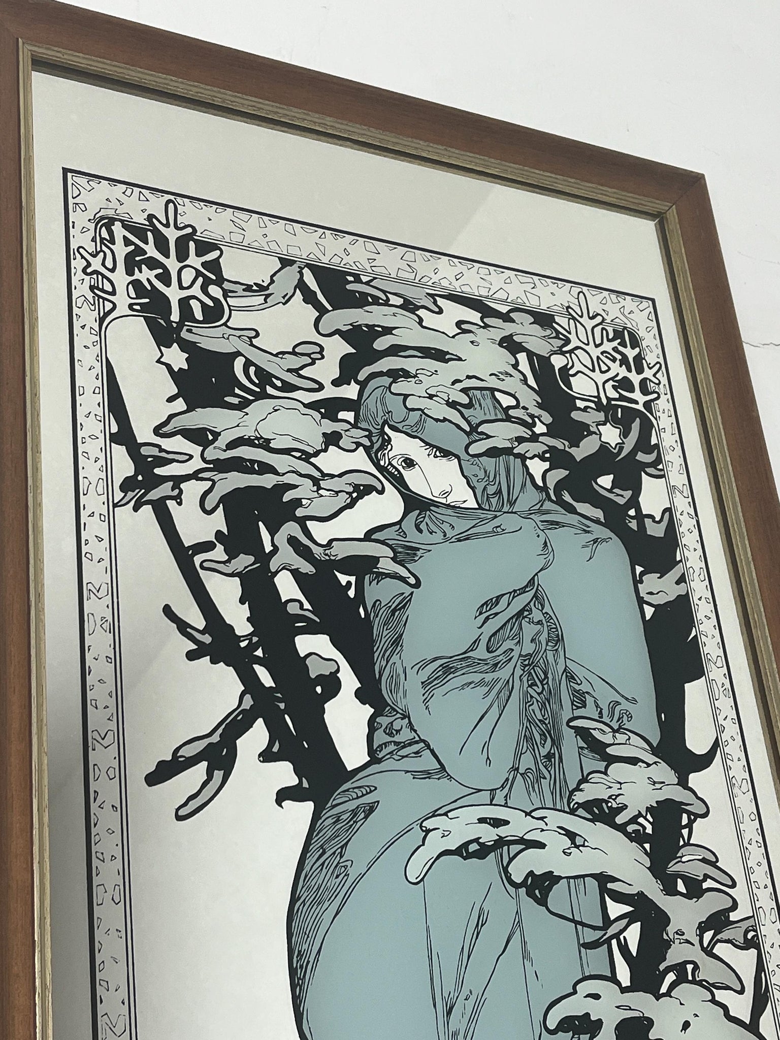 Vintage Mucha Winter Four Seasons Art Nouveau Mirror