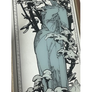 Vintage Mucha Winter Four Seasons Art Nouveau Mirror