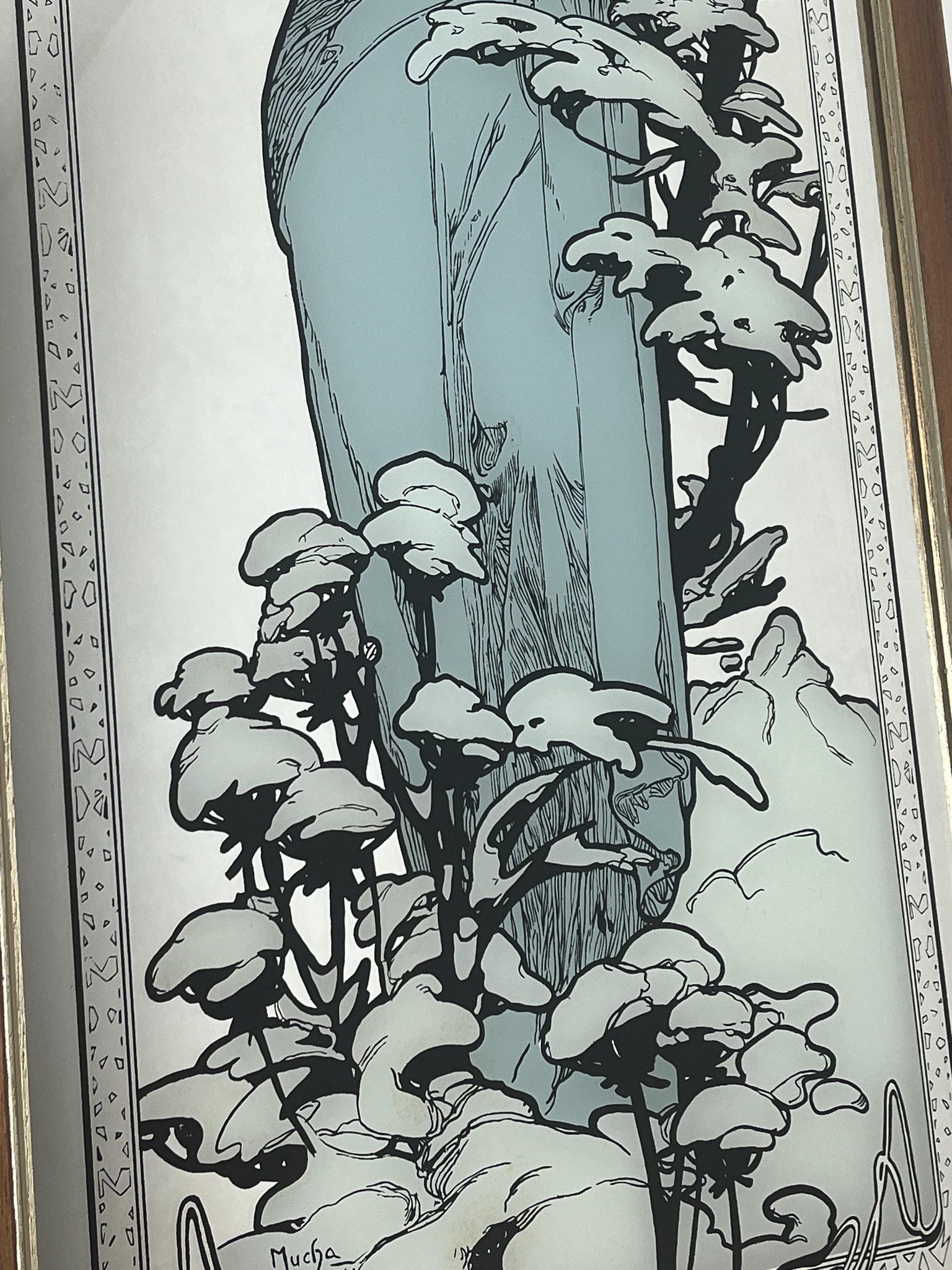 Vintage Mucha Winter Four Seasons Art Nouveau Mirror