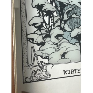 Vintage Mucha Winter Four Seasons Art Nouveau Mirror