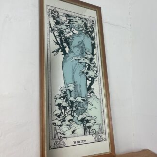 Vintage Mucha Winter Four Seasons Art Nouveau Mirror