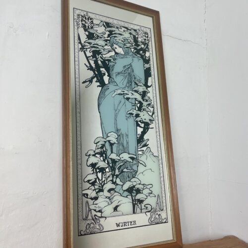 Vintage Mucha Winter Four Seasons Art Nouveau Mirror