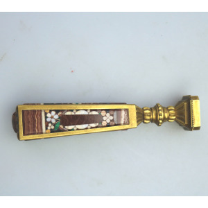 An extremely rare & fine, substantial antique inlaid hardstone Desk Seal C.19thC