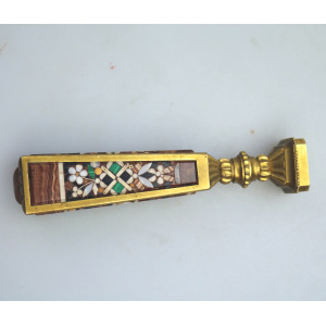 An extremely rare & fine, substantial antique inlaid hardstone Desk Seal C.19thC