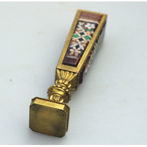 An extremely rare & fine, substantial antique inlaid hardstone Desk Seal C.19thC