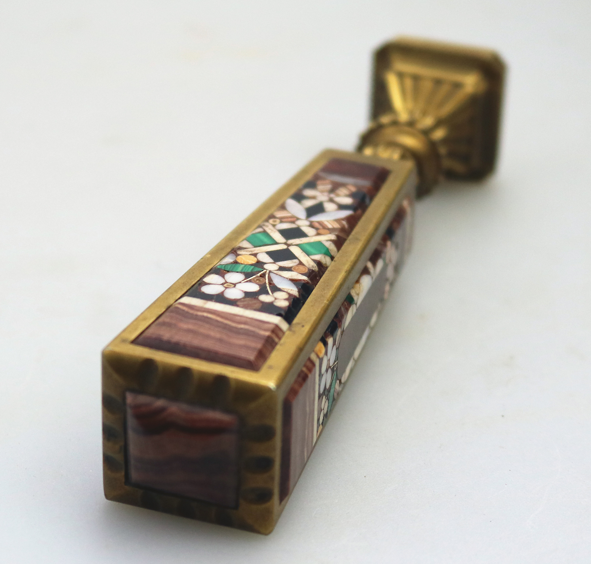 An extremely rare & fine, substantial antique inlaid hardstone Desk Seal C.19thC