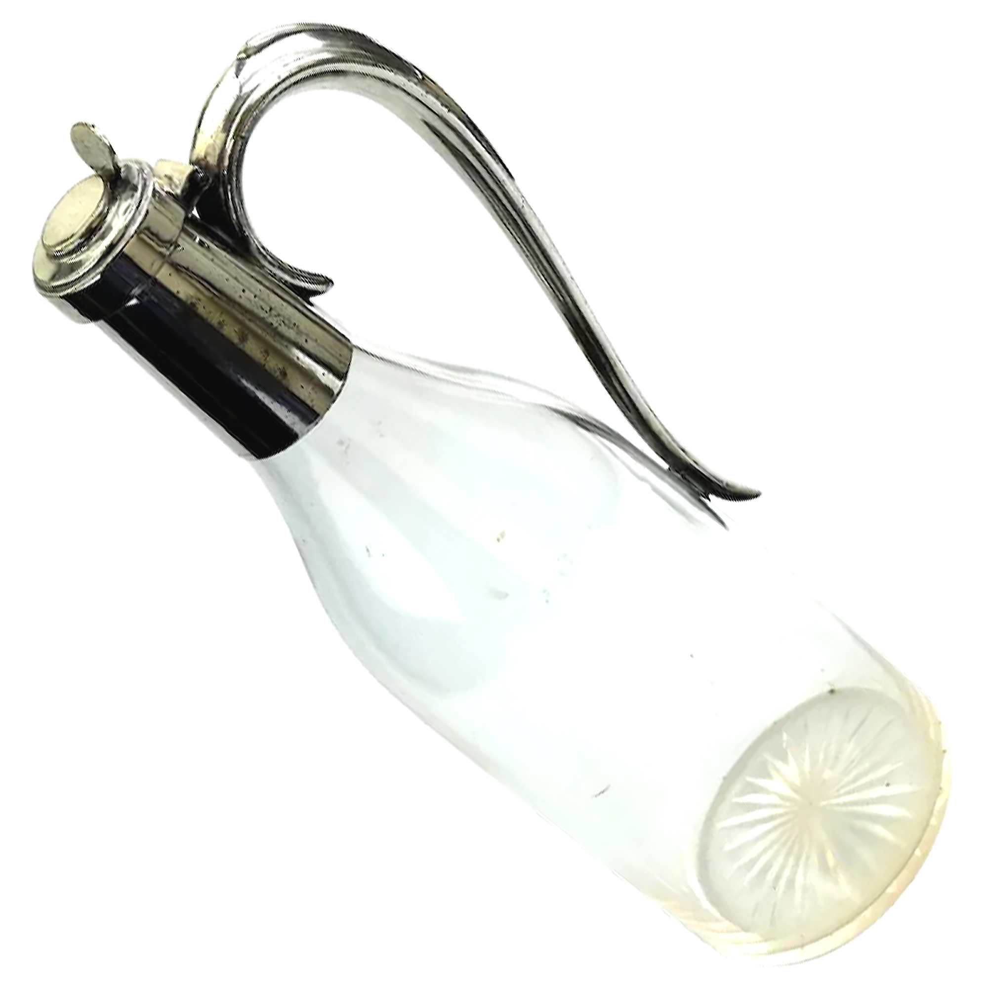 A very unusual antique novelty silver-plate Claret / cut glass Wine Jug C.1900