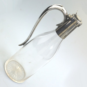 A very unusual antique novelty silver-plate Claret / cut glass Wine Jug C.1900