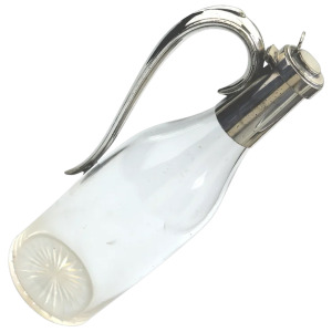 A very unusual antique novelty silver-plate Claret / cut glass Wine Jug C.1900