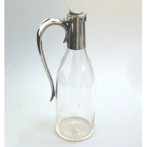 A very unusual antique novelty silver-plate Claret / cut glass Wine Jug C.1900