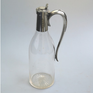 A very unusual antique novelty silver-plate Claret / cut glass Wine Jug C.1900
