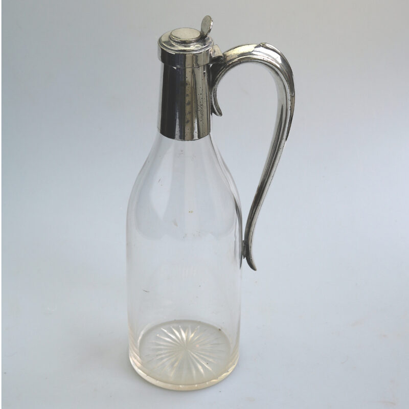A very unusual antique novelty silver-plate Claret / cut glass Wine Jug C.1900