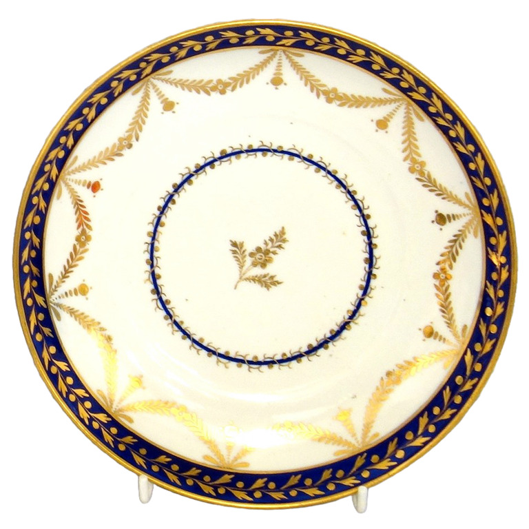 An antique Georgian Worcester flight period porcelain Saucer Dish 20cm C.1790