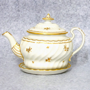 Antique Georgian Worcester / similar porcelain Teapot Cover and Stand C.18thC