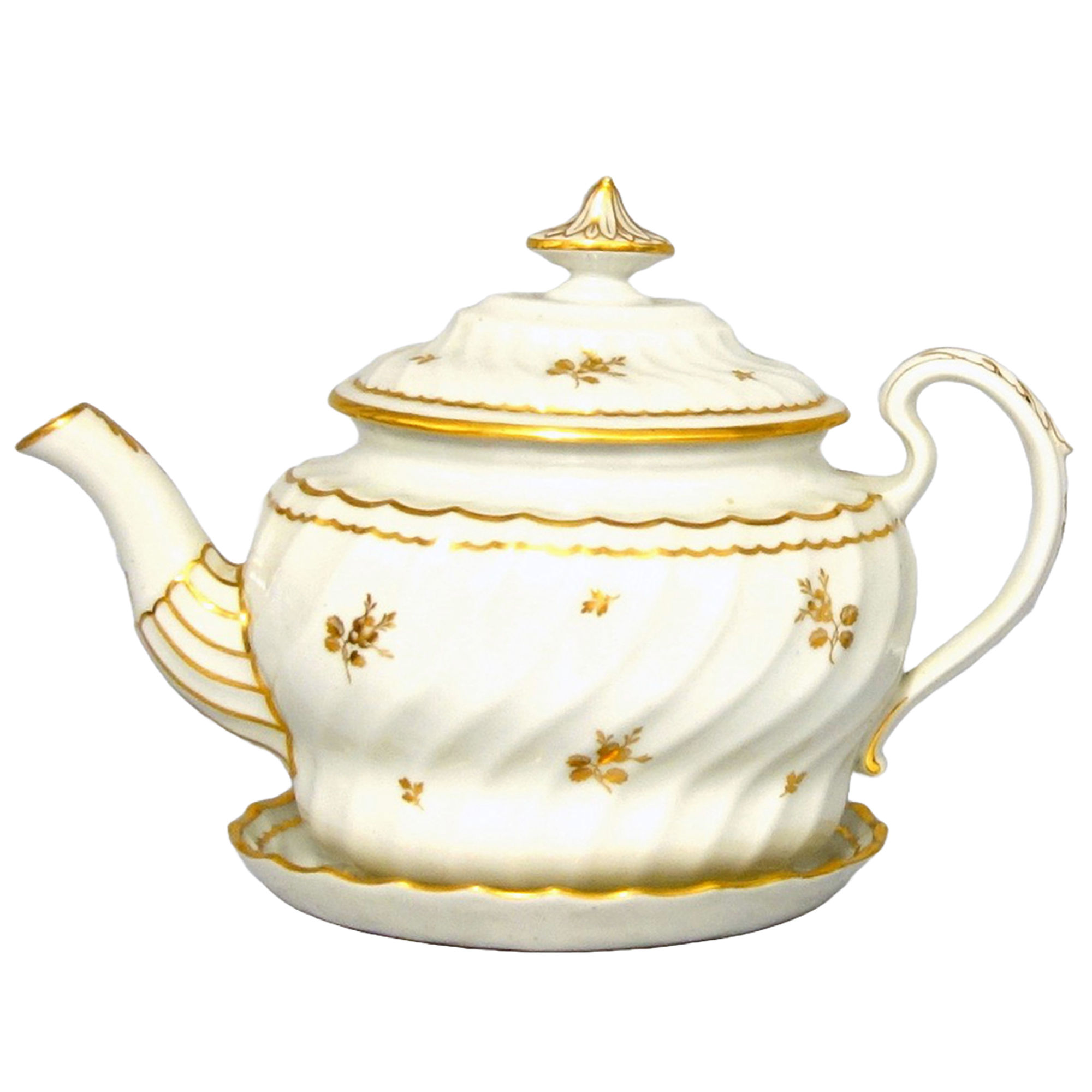 Antique Georgian Worcester / similar porcelain Teapot Cover and Stand C.18thC