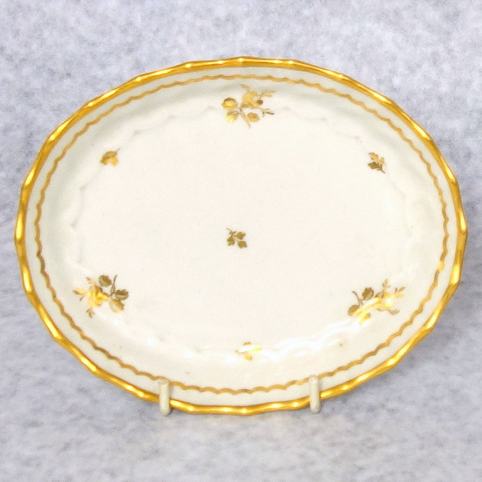 Antique Georgian Worcester / similar porcelain Teapot Cover and Stand C.18thC