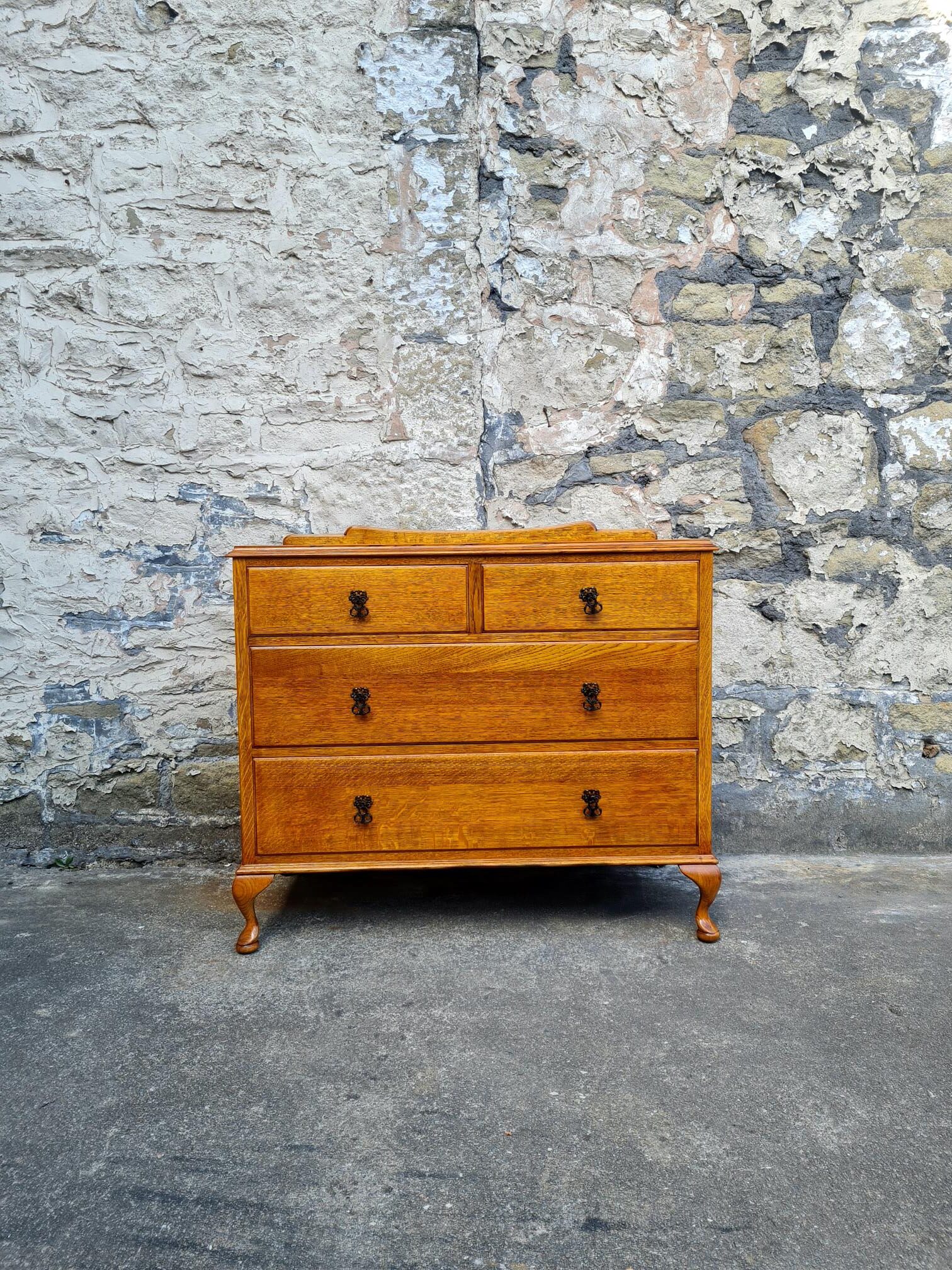 Vintage Chest Of Drawers Four Drawer Oak Cabinet Super Proportions Lovely Detailing
