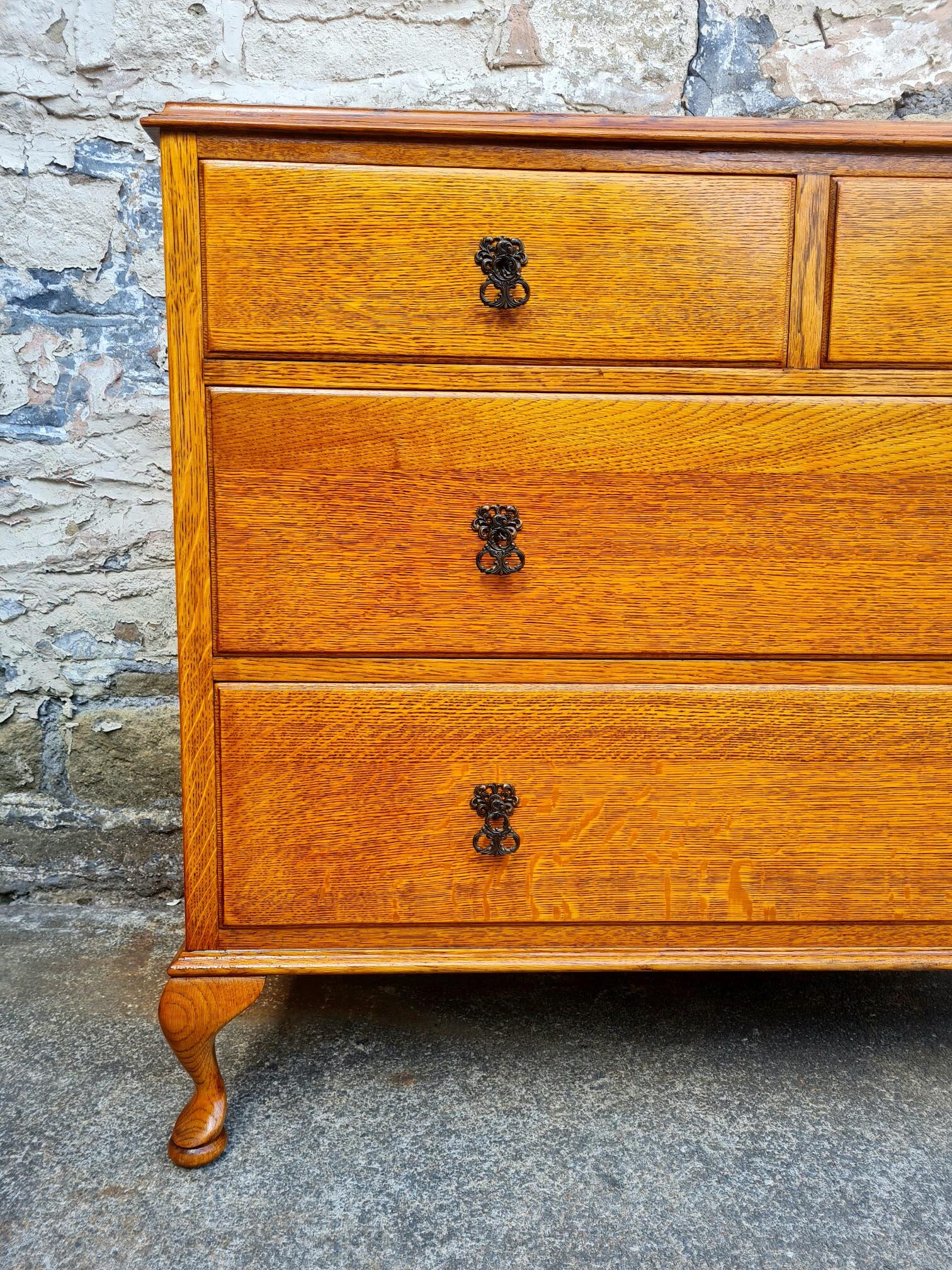Vintage Chest Of Drawers Four Drawer Oak Cabinet Super Proportions Lovely Detailing