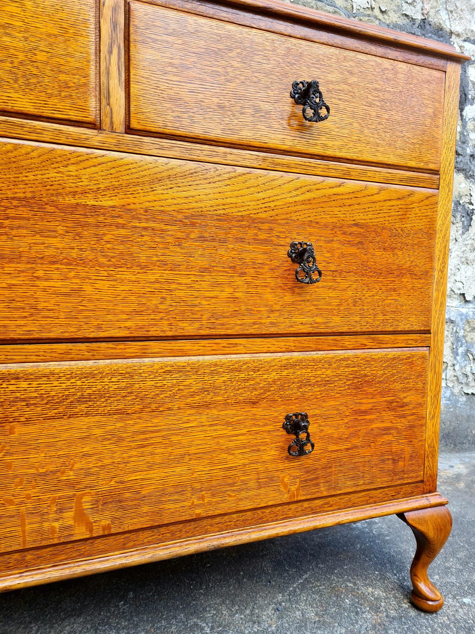 Vintage Chest Of Drawers Four Drawer Oak Cabinet Super Proportions Lovely Detailing