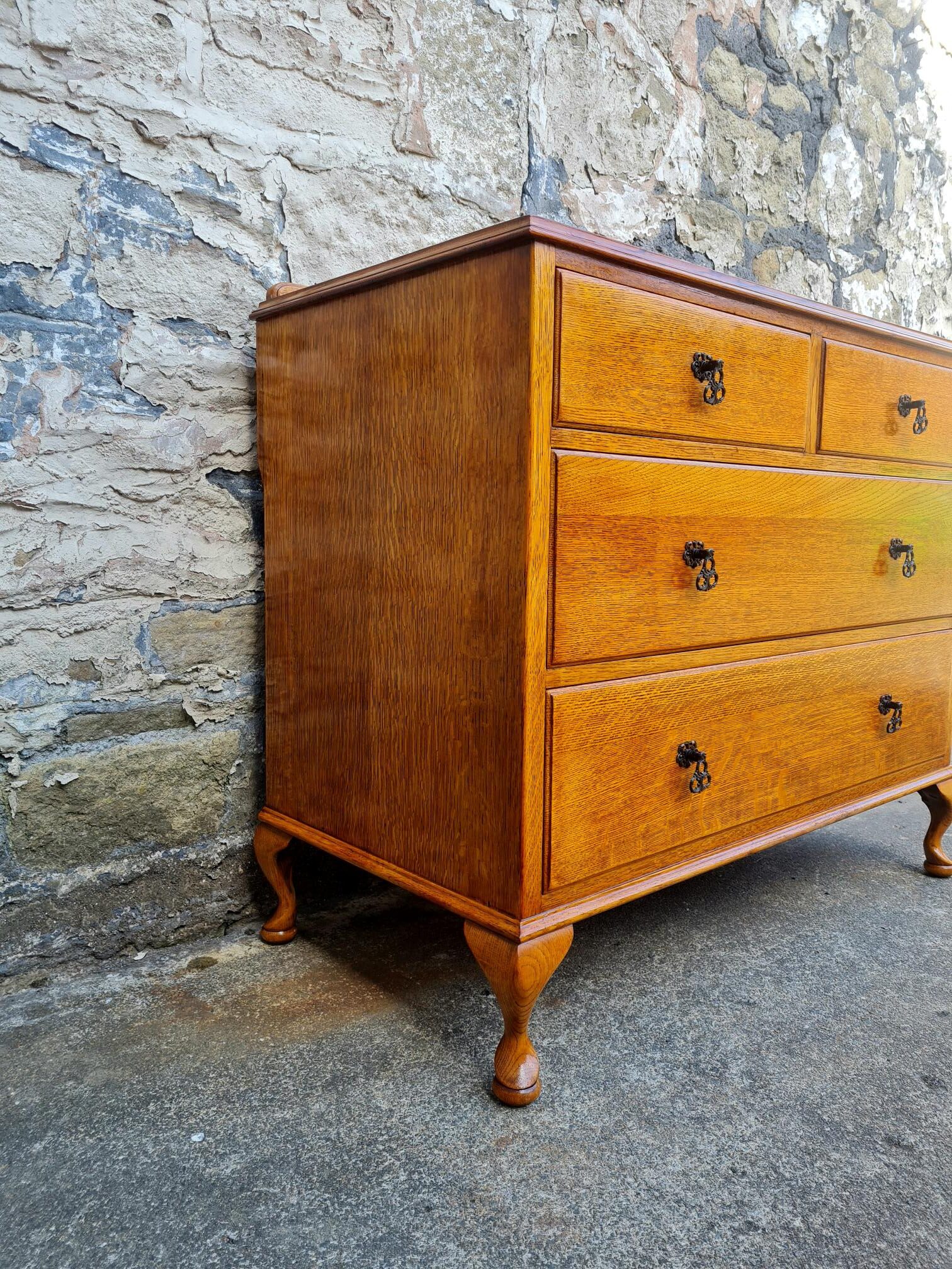 Vintage Chest Of Drawers Four Drawer Oak Cabinet Super Proportions Lovely Detailing