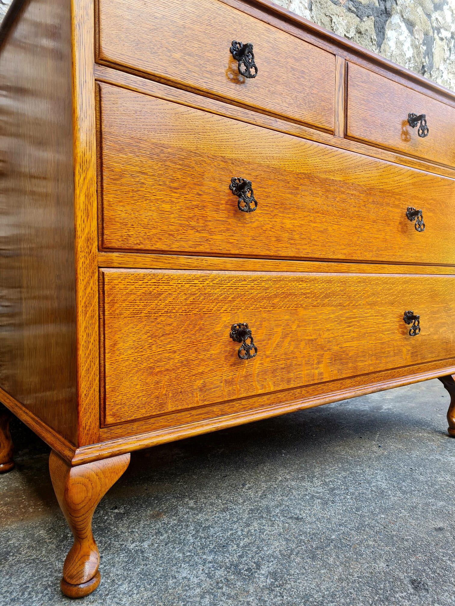 Vintage Chest Of Drawers Four Drawer Oak Cabinet Super Proportions Lovely Detailing