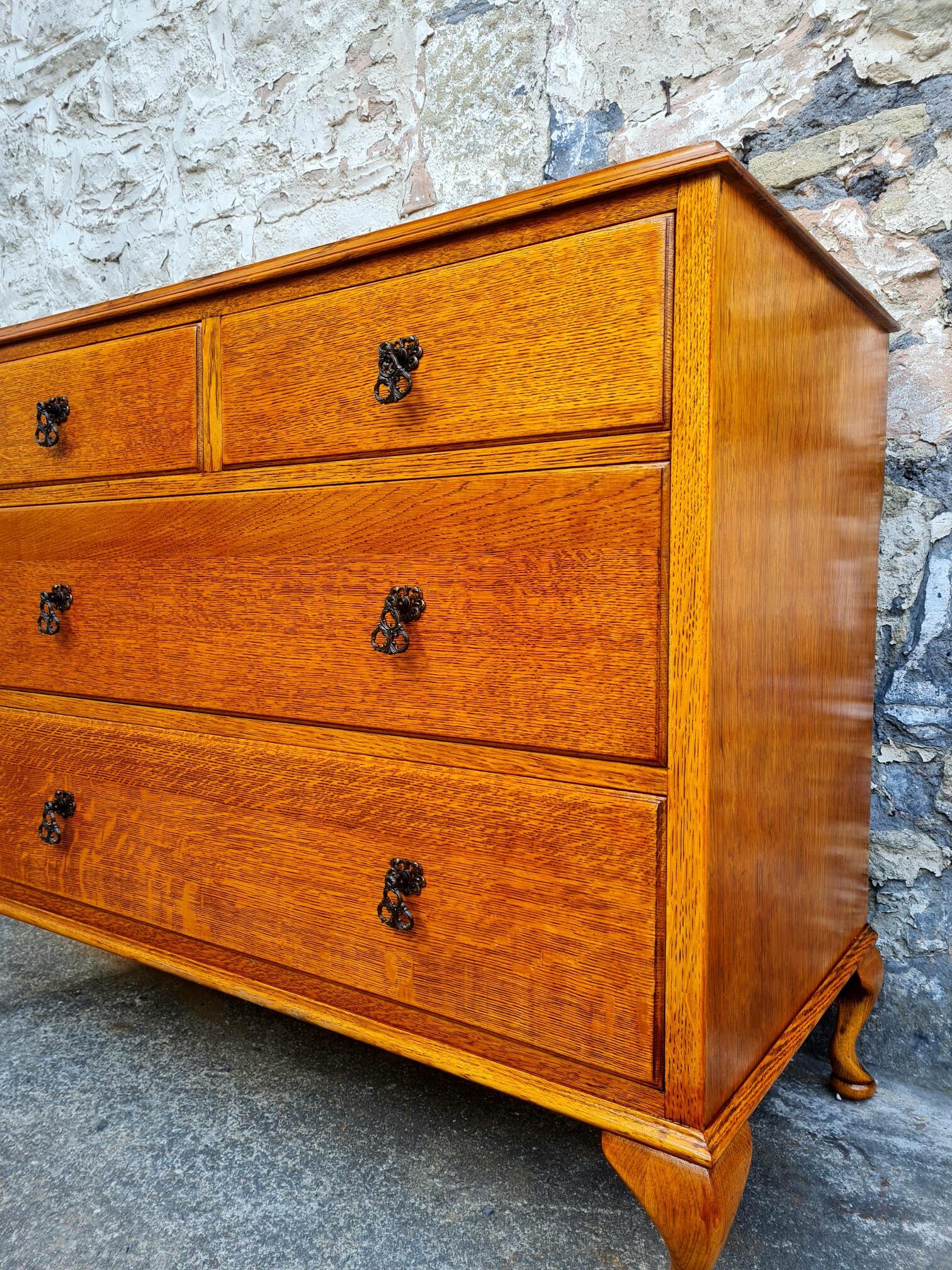 Vintage Chest Of Drawers Four Drawer Oak Cabinet Super Proportions Lovely Detailing