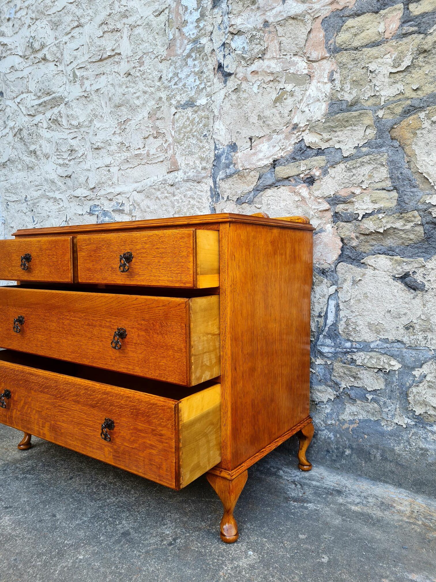 Vintage Chest Of Drawers Four Drawer Oak Cabinet Super Proportions Lovely Detailing