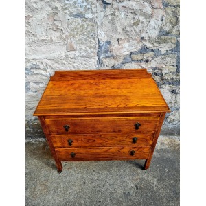 Vintage Chest Of Drawers Three Drawer Tall Oak Cabinet Super Proportions Lovely Detailing