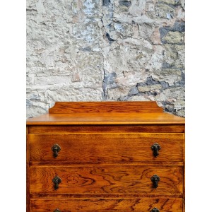 Vintage Chest Of Drawers Three Drawer Tall Oak Cabinet Super Proportions Lovely Detailing