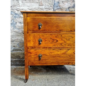 Vintage Chest Of Drawers Three Drawer Tall Oak Cabinet Super Proportions Lovely Detailing